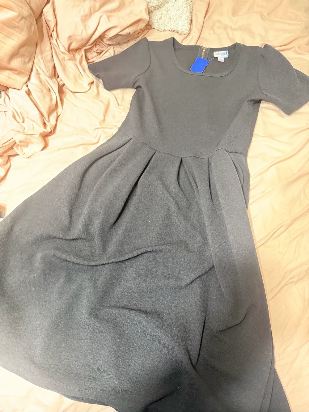 LuLaRoe Black Amelia Midi Dress with Pleated Skirt
